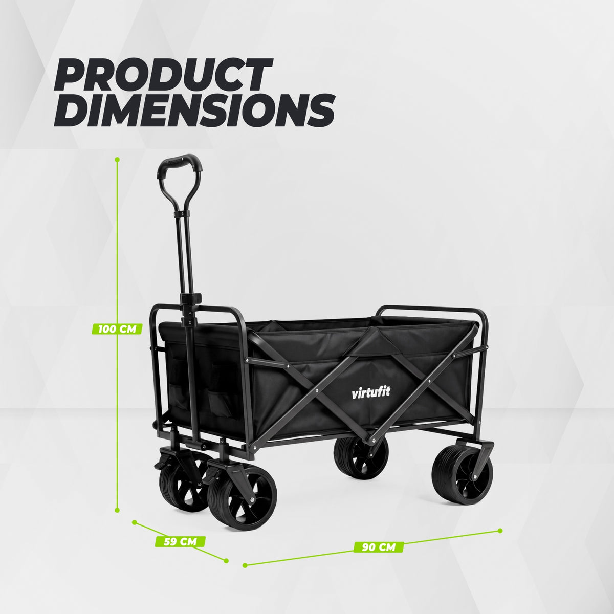 VirtuFit FW100 Opvouwbare Bolderkar - 150 kg Draagvermogen - Incl. Afdekhoes - Zwart