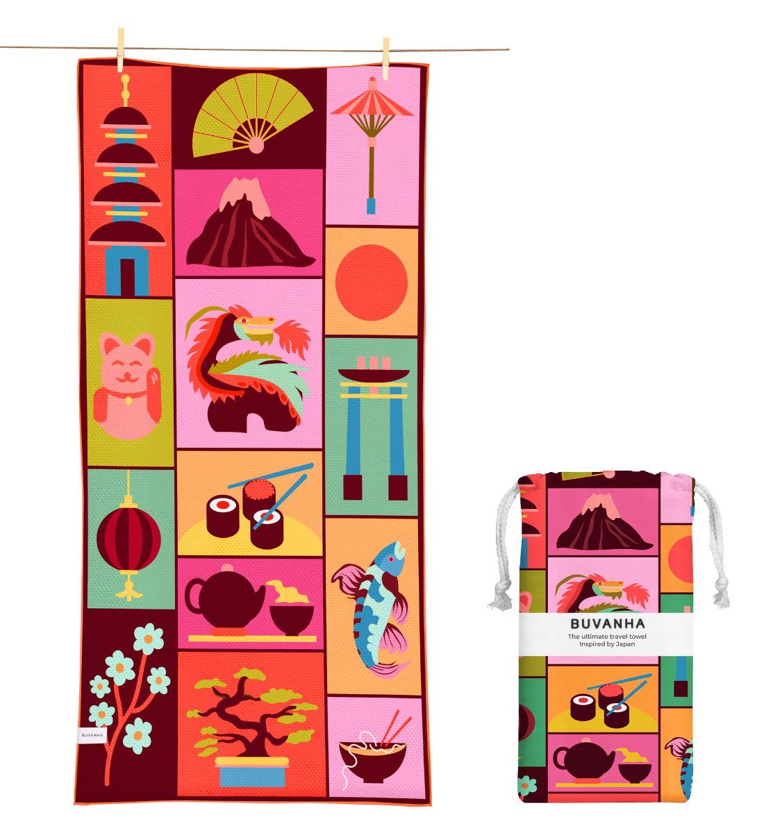 Buvanha Travel Towel Japan - 160 x 80 cm