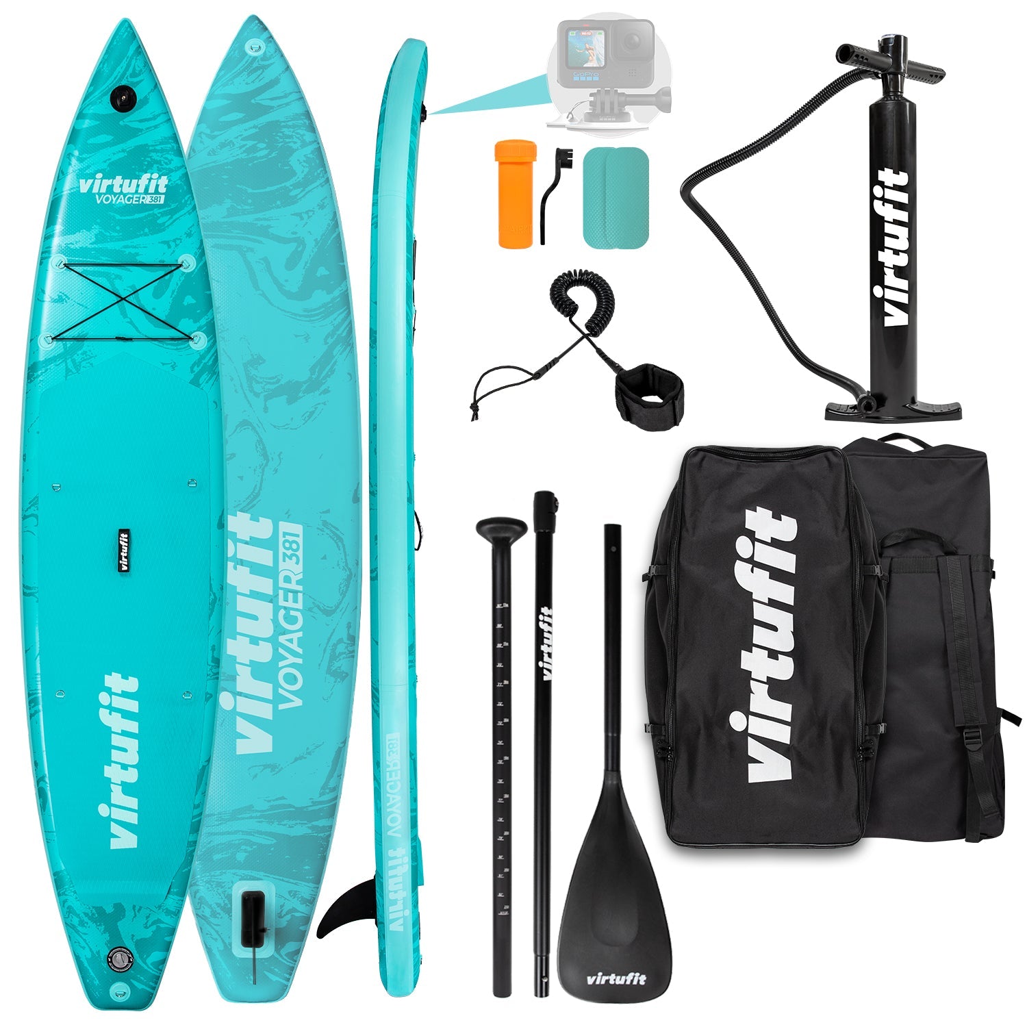 Virtufit Supboard Voyager 381 - Turquoise - Includes accessories and carry bag