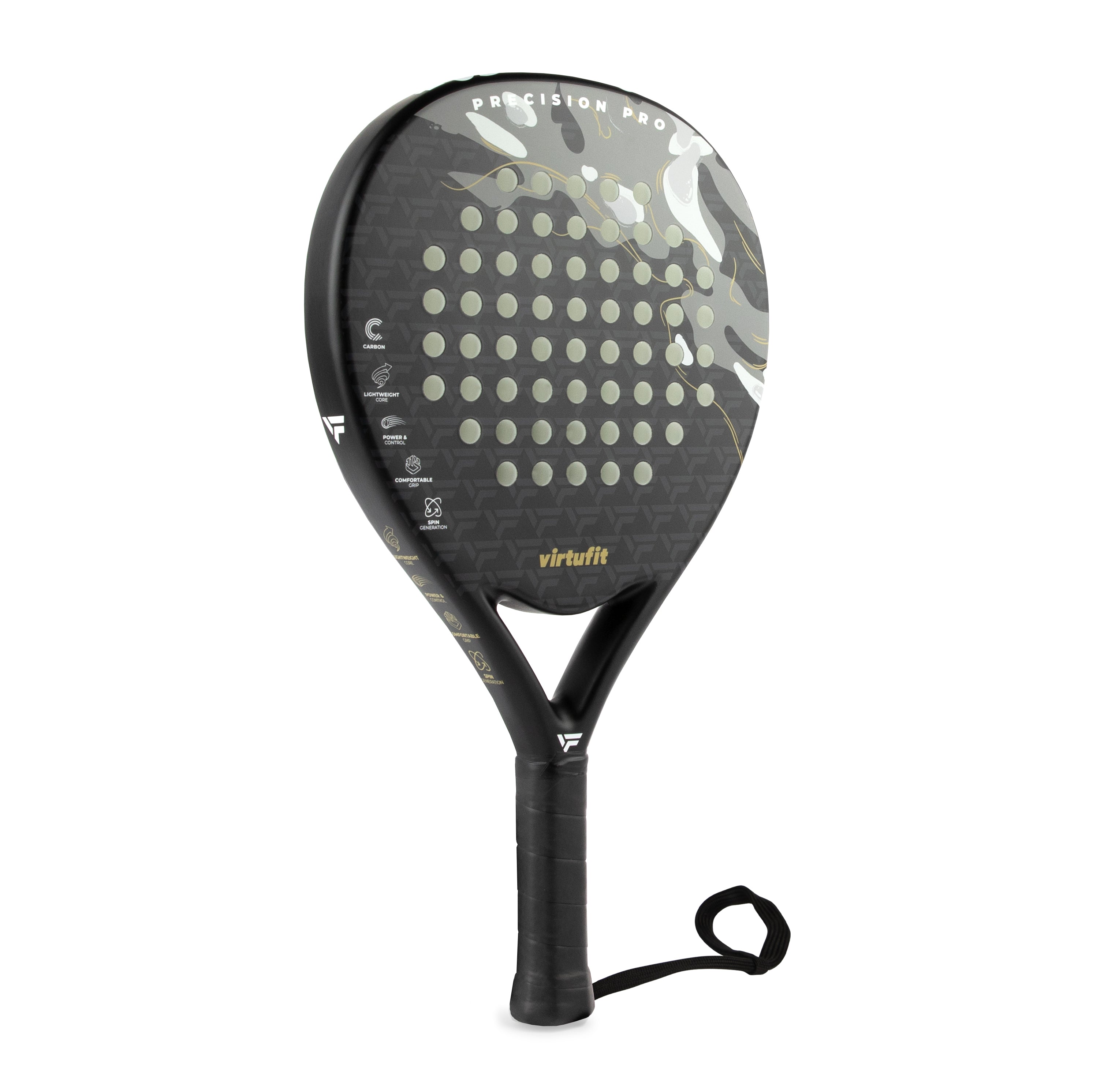 VirtuFit Precision Pro Padel Racket  - Black - Gold