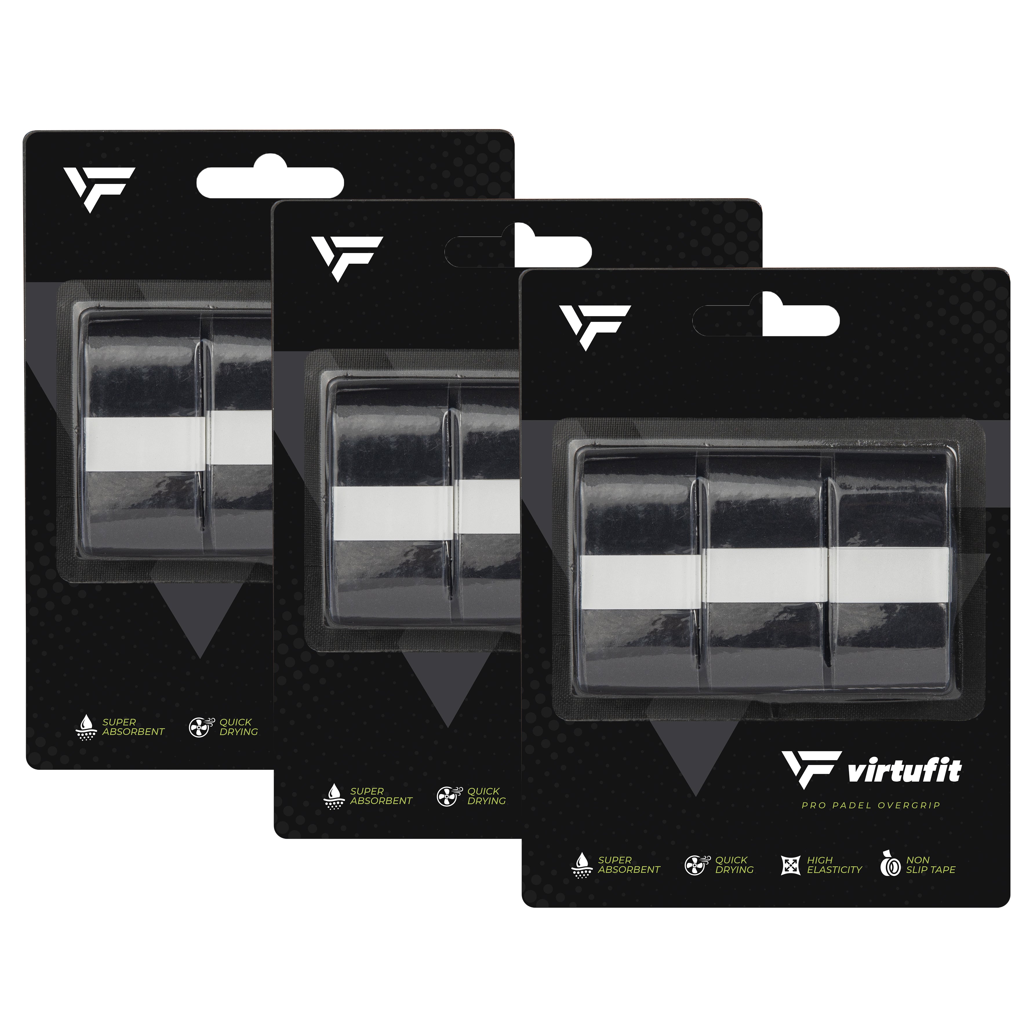 VirtuFit Pro Padel Overgrip - Black - 9 Pieces