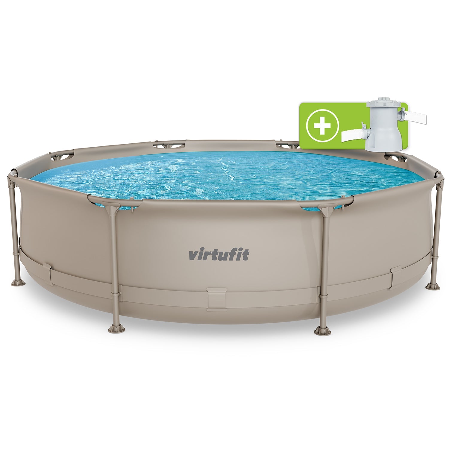 VirtuFit Round Pool - Ø305 x 76 cm - Beige - Including Filter Pump