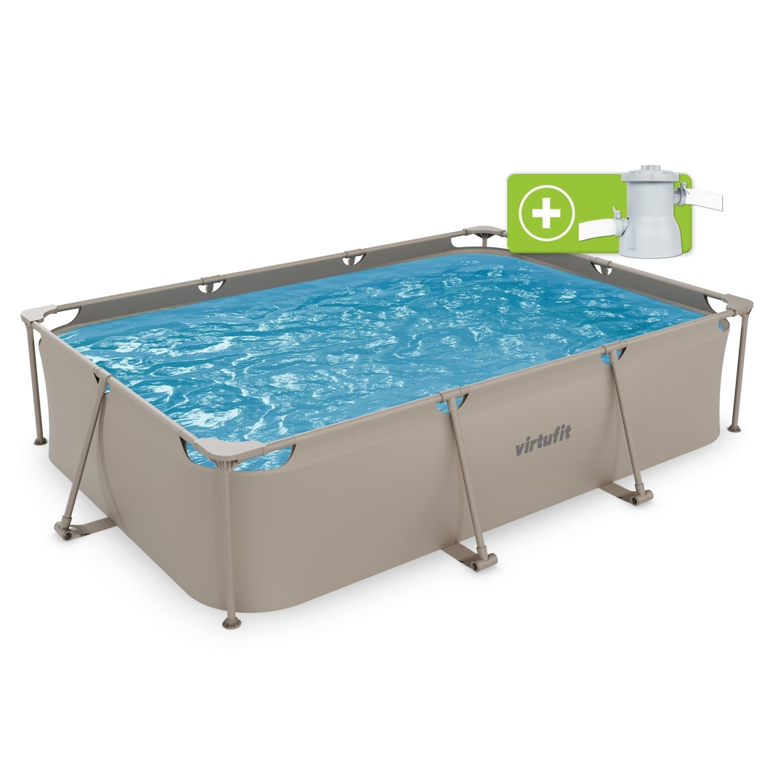 VirtuFit Rectangular Swimming Pool - Beige - 300 x 210 x 66 cm