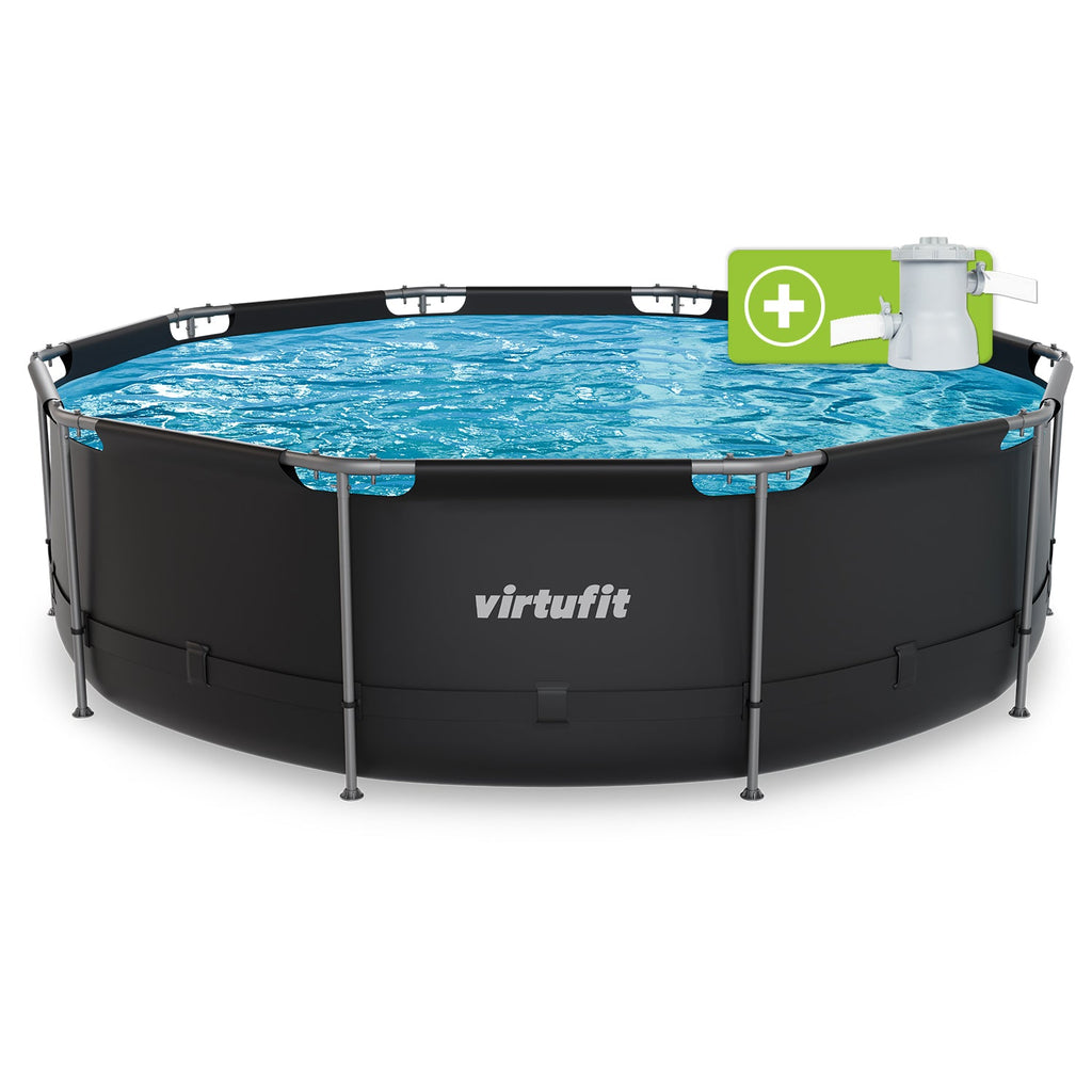VirtuFit Round Pool - Ø366 x 100 cm - Anthracite - Including Filter Pump
