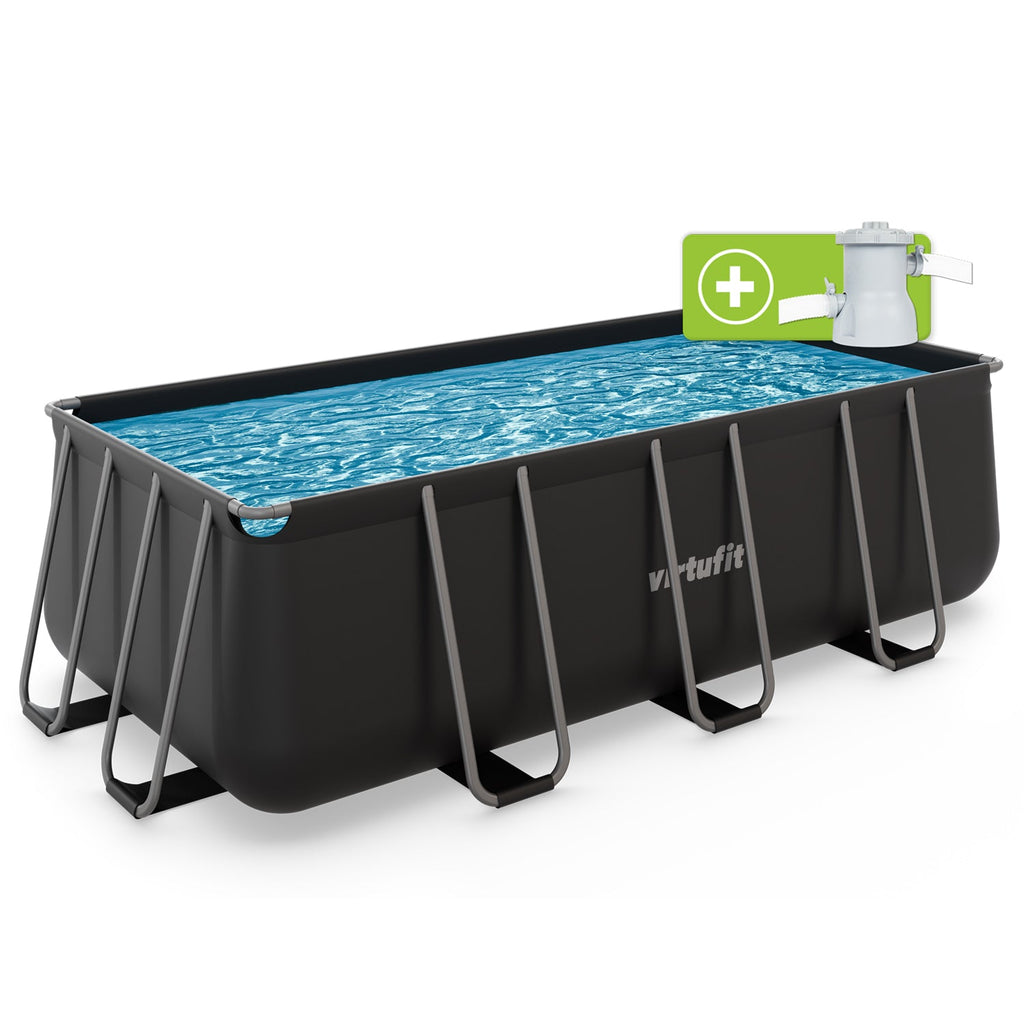 VirtuFit Rectangular Pool 400 x 200 x 122 cm - Anthracite - Including Filter Pump
