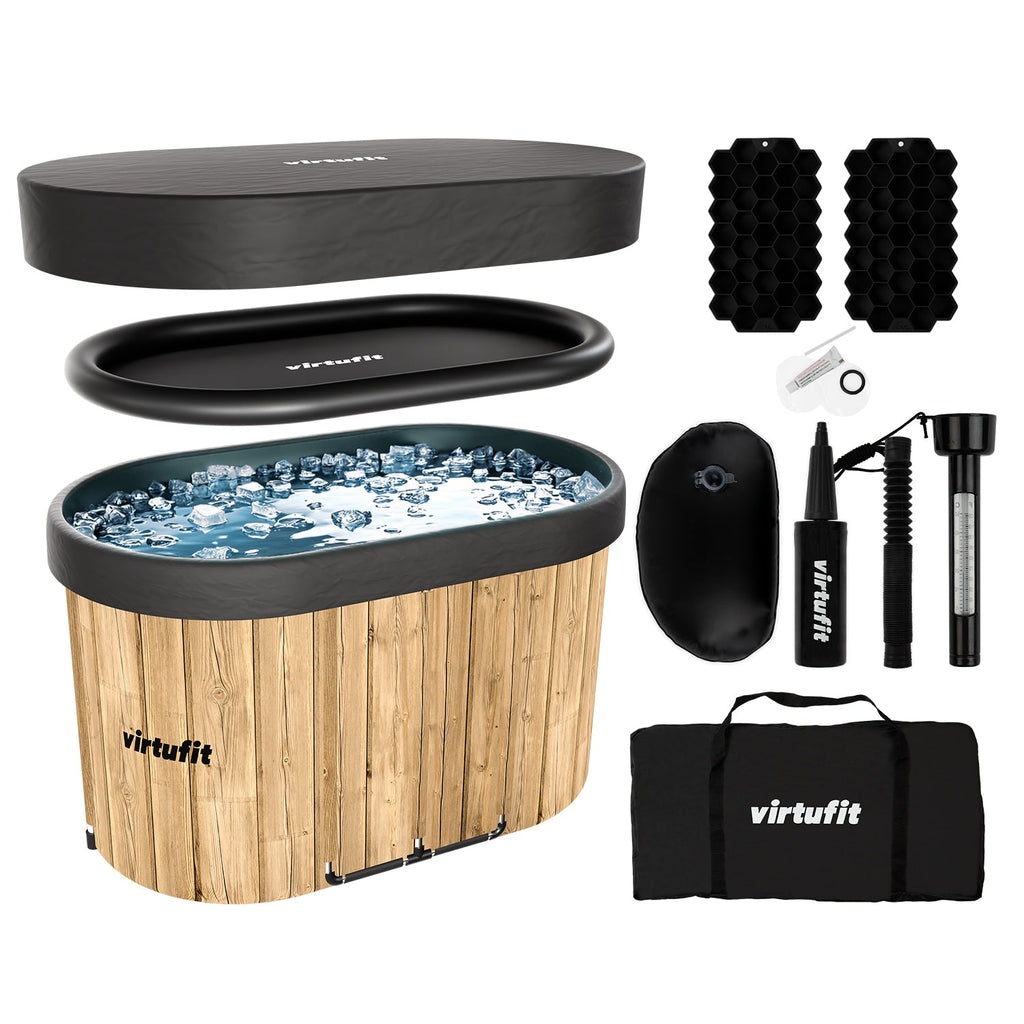 The VirtuFit Oval Ice Bath - Wood Look - 500 Litres
