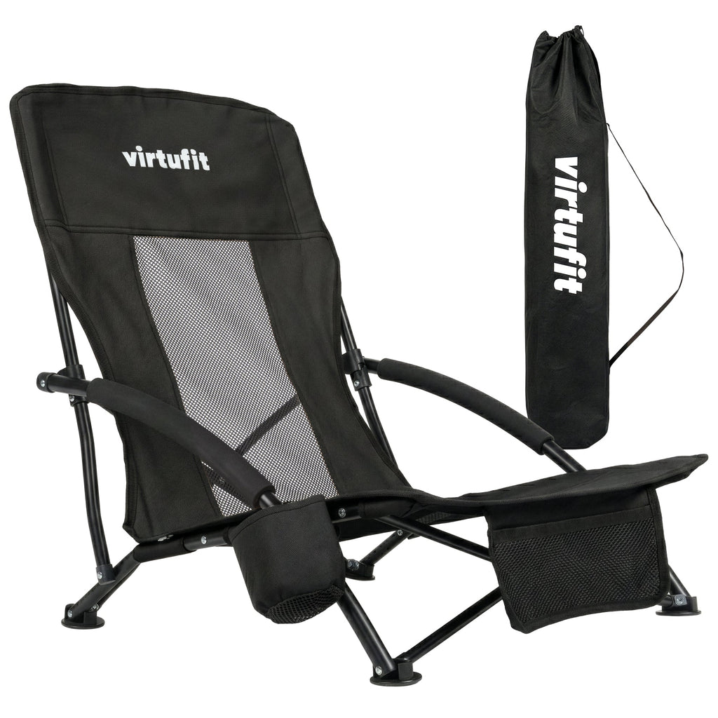 VirtuFit Foldable Beach Chair - Black