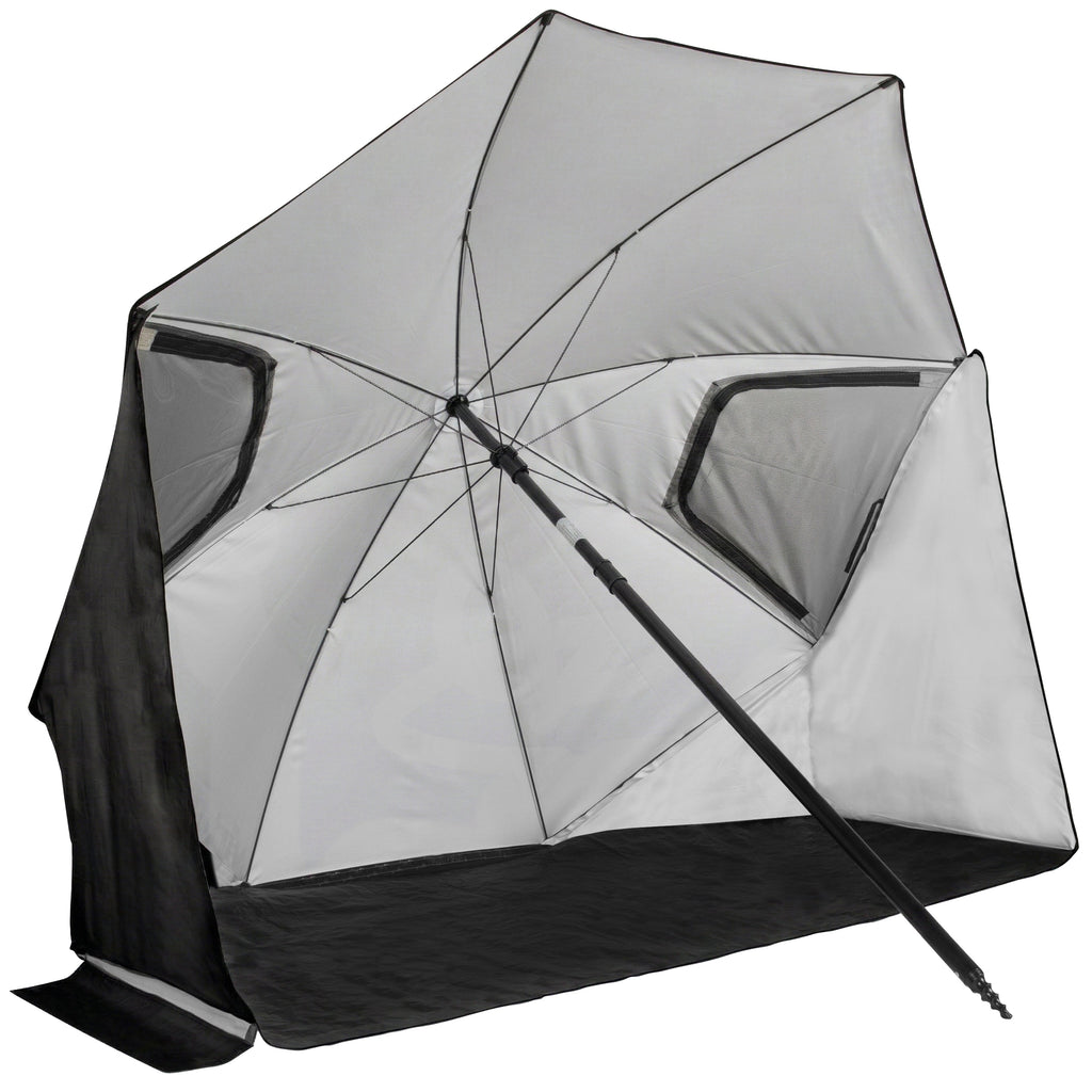 VirtuFit Beach Parasol Premium With Windshield - Black