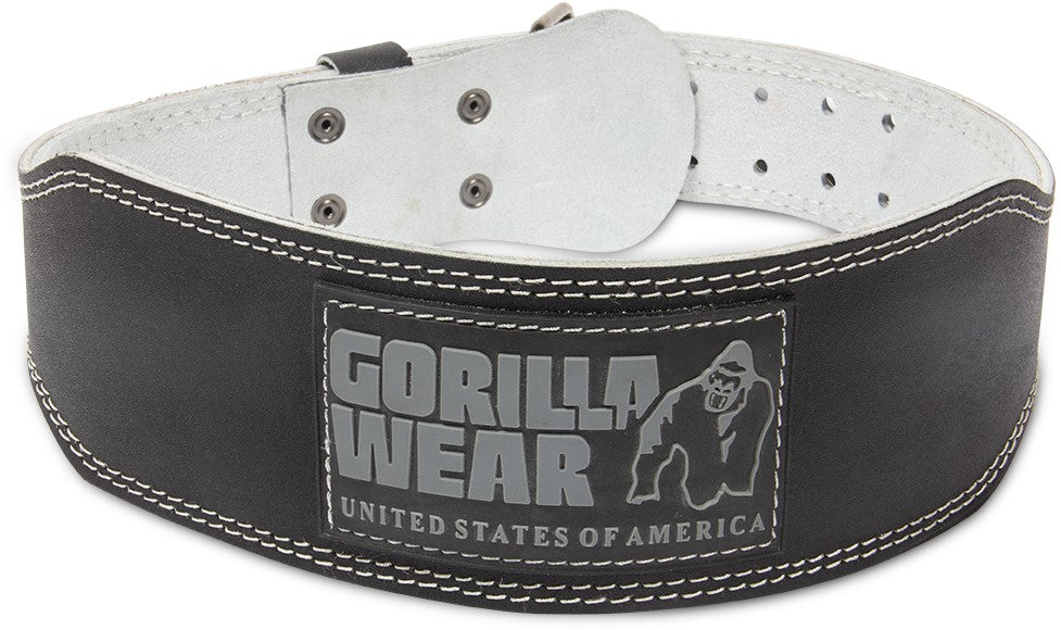 Gorilla Wear 4 Inch Padded Leather Lifting Belt - Black/Gray
