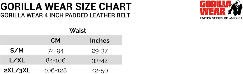 Gorilla Wear 4 Inch Padded Leather Lifting Belt - Black/Gray