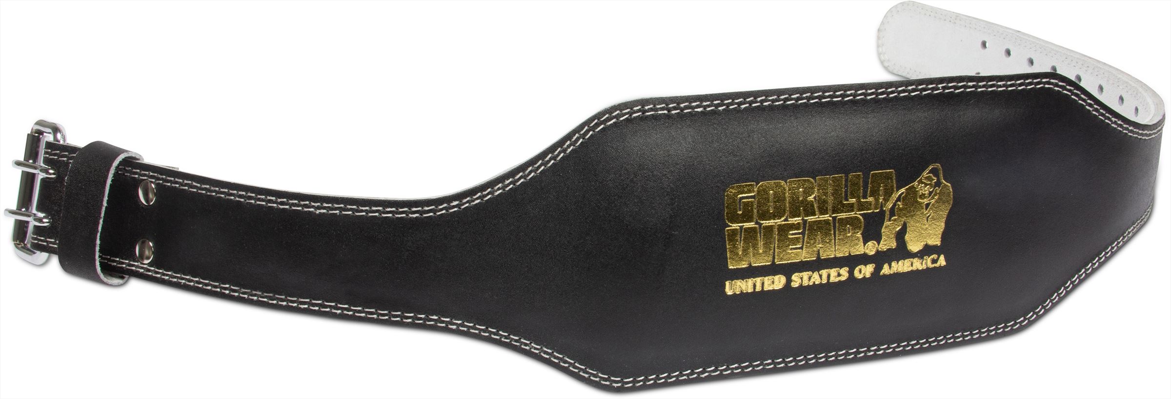 Gorilla Wear 6 Inch Padded Leather Lifting Belt - Black/Gold