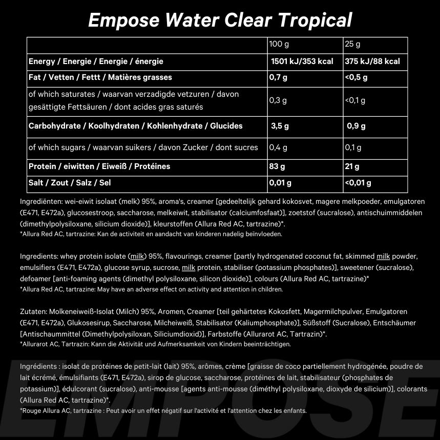 Empose Nutrition Water Clear Isolate - Protein Lemonade - 600 gr - Tropical