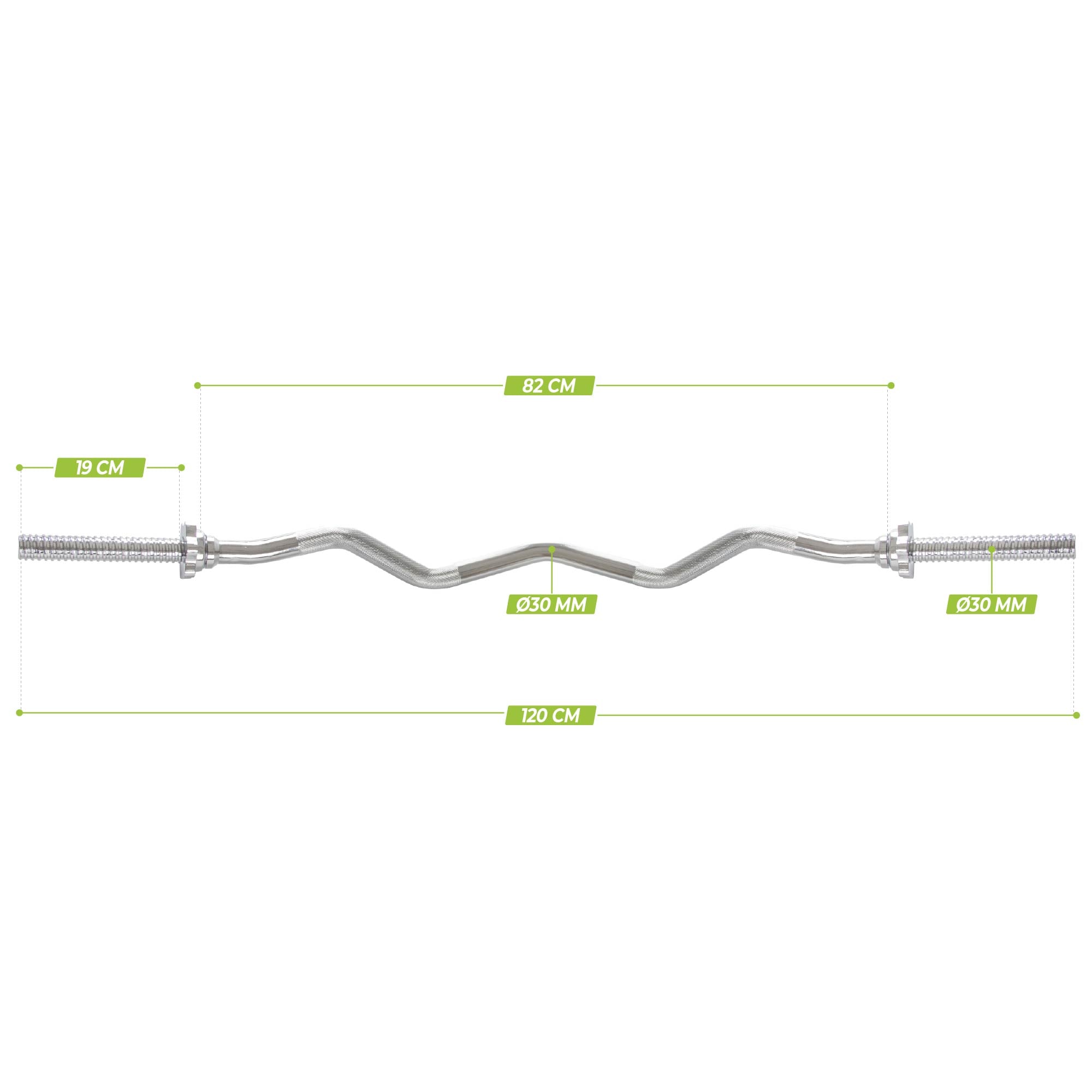 VirtuFit Curl Bar - EZ Barbell - 120 cm - Screw - 30 mm