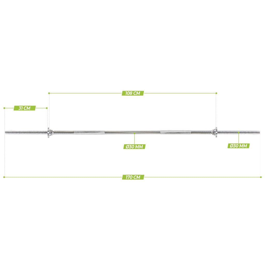 VirtuFit Barbell - 170 cm - Screw Lock - 30 mm - Refurbished