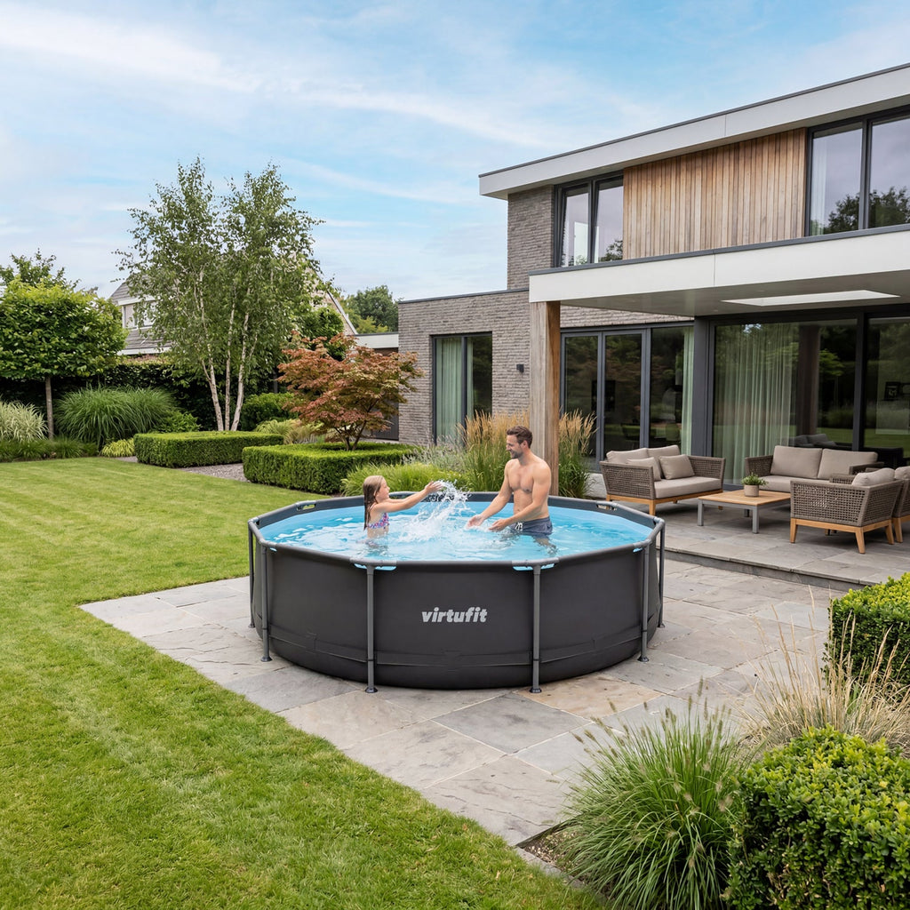 VirtuFit Round Pool - Ø305 x 76 cm - Anthracite - Including Filter Pump