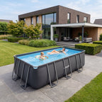 VirtuFit Rectangular Pool 400 x 200 x 122 cm - Anthracite - Including Filter Pump