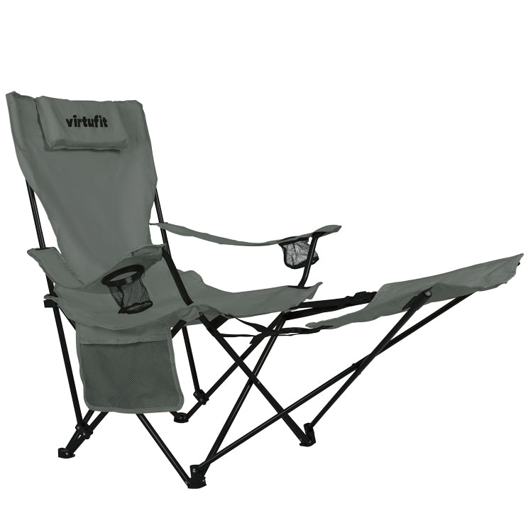 VirtuFit Foldable Camping Chair with Footrest - Grey