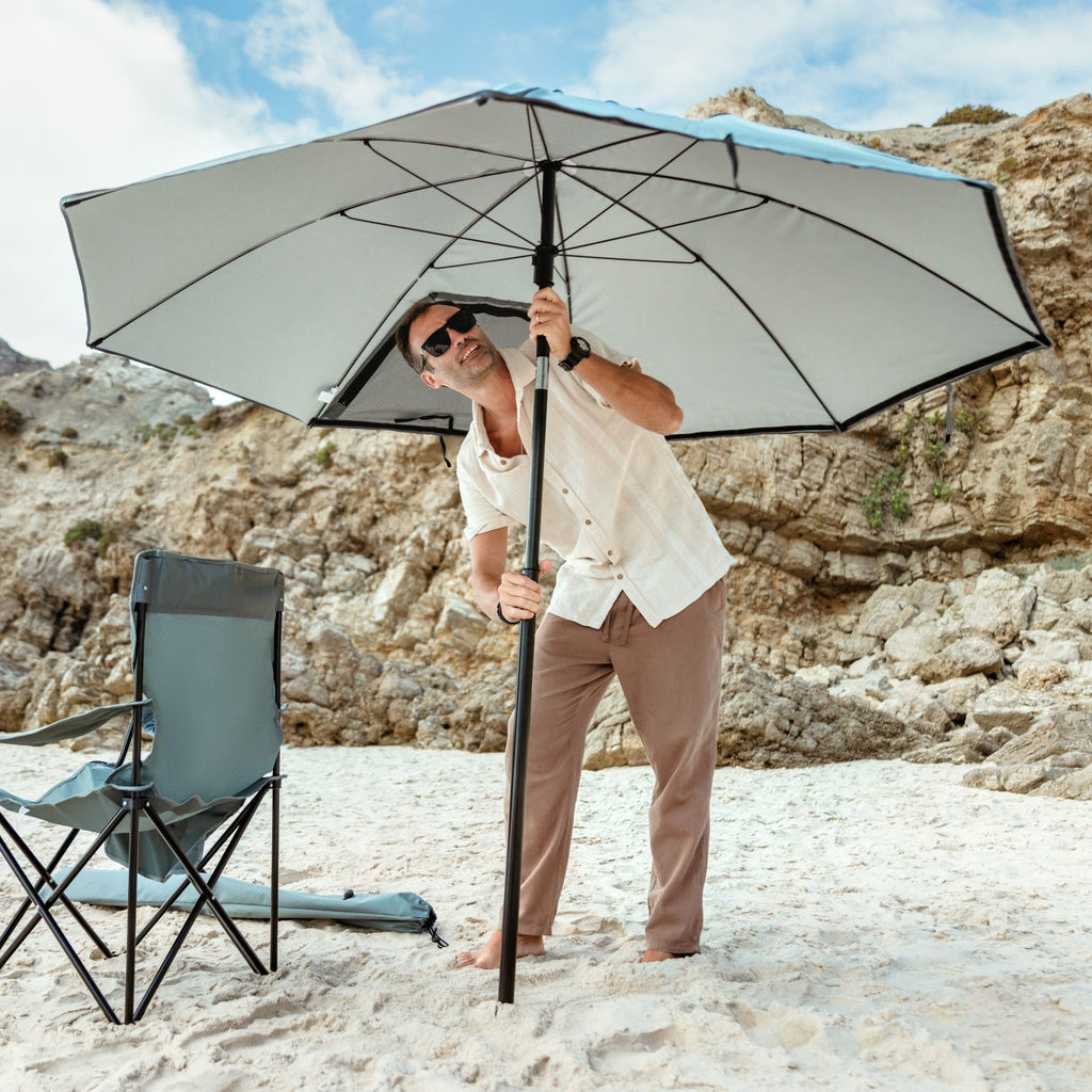 VirtuFit Beach Parasol Premium With Windshield - Black