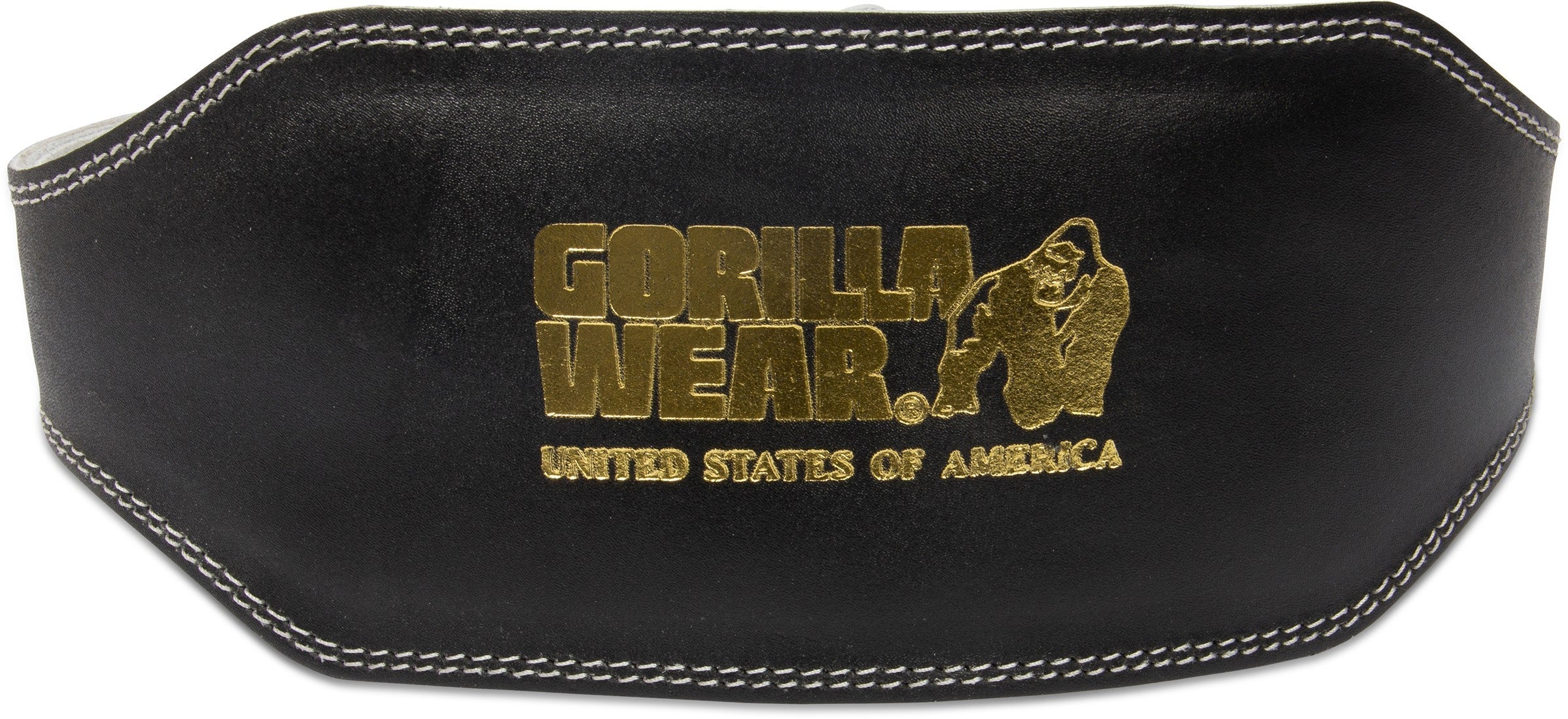 Gorilla Wear 6 Inch Padded Leather Lifting Belt - Black/Gold