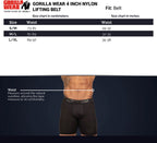 Gorilla Wear 4 Inch Nylon Lifting Belt - Black/Gold