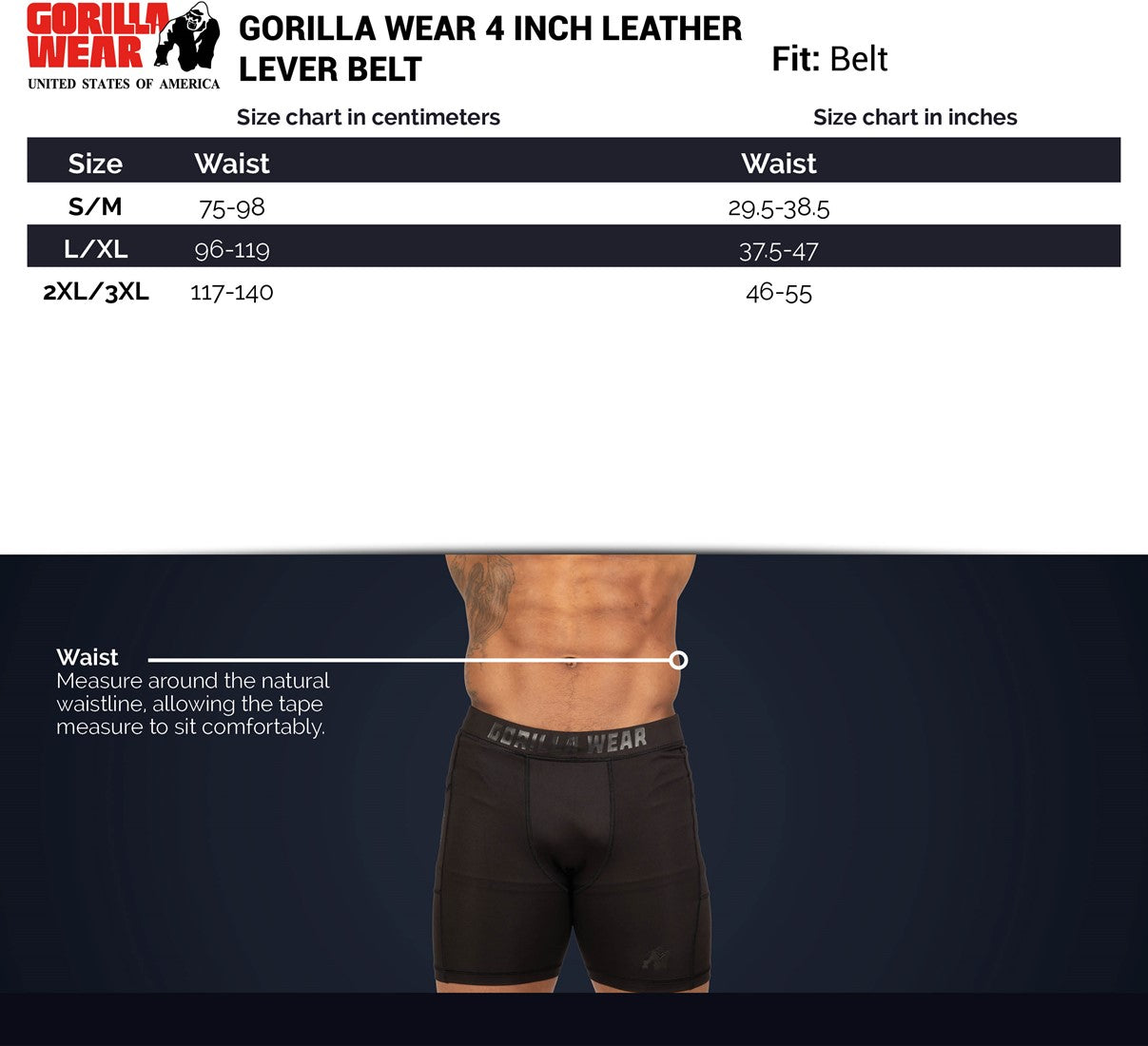 Gorilla Wear 4 Inch Leather Lever Belt - Brown