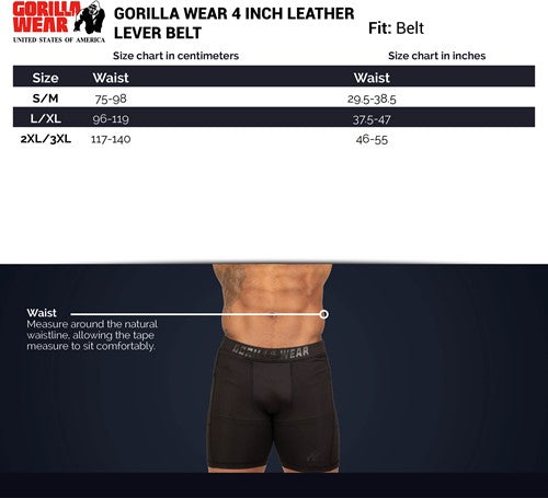 Gorilla Wear 4 Inch Leather Lever Belt - Black
