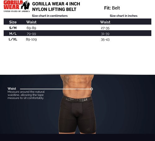Gorilla Wear 4 Inch Nylon Lifting Belt - Black/Red Stitched