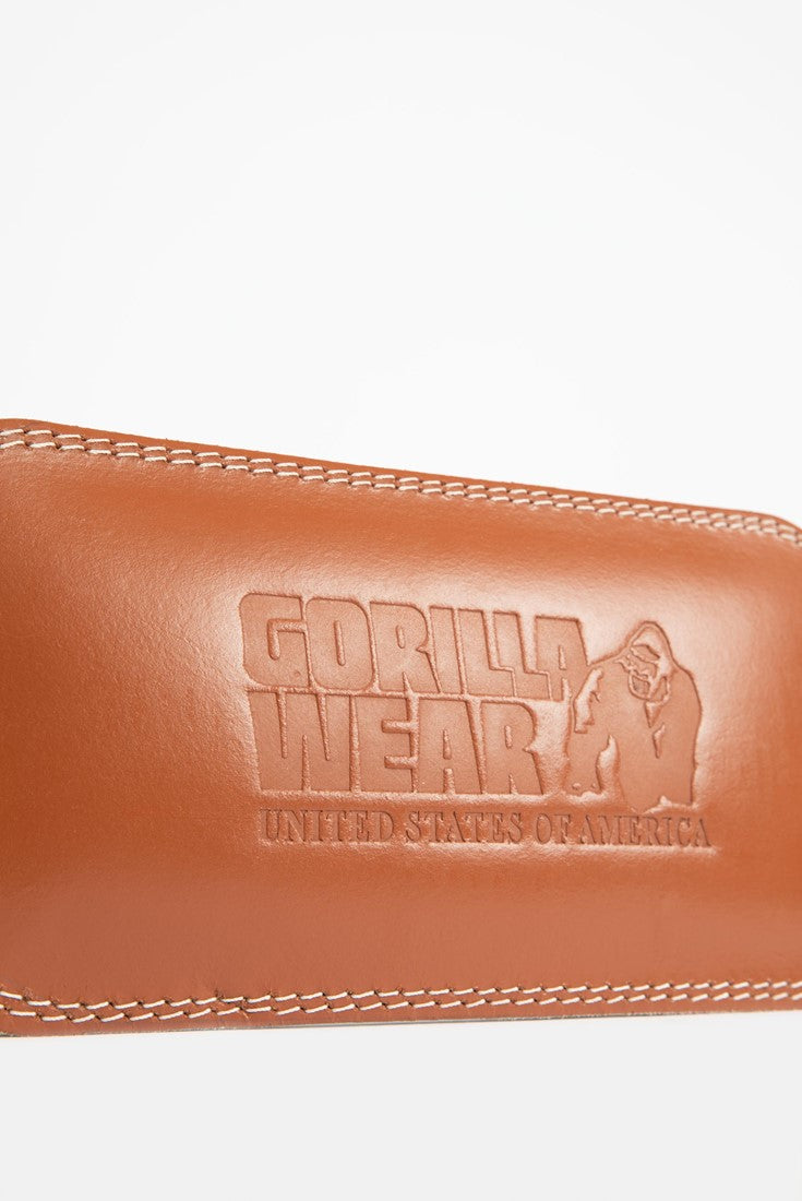 Gorilla Wear 6 Inch Padded Leather Lifting Belt - Brown