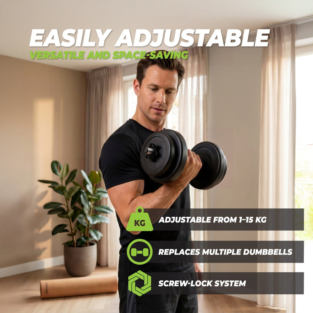 VirtuFit Adjustable Dumbbell - Vinyl - 15 kg