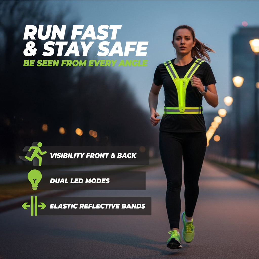 VirtuFit Reflective Safety Vest with LED – Running Lights