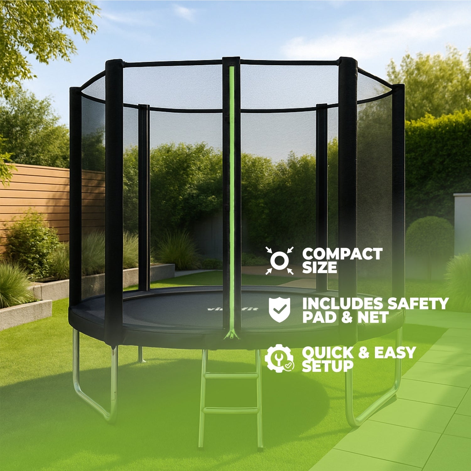 VirtuFit Trampoline met Veiligheidsnet - Zwart - 305 cm