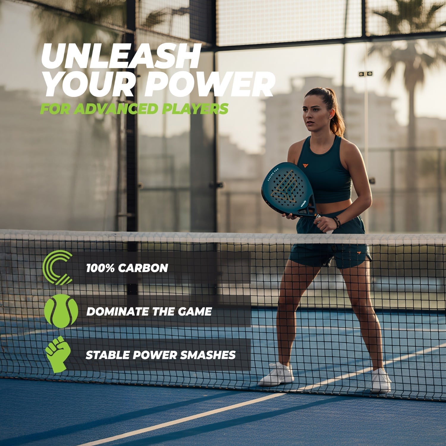 VirtuFit Fusion Pro Padel Racket - Deep Teal