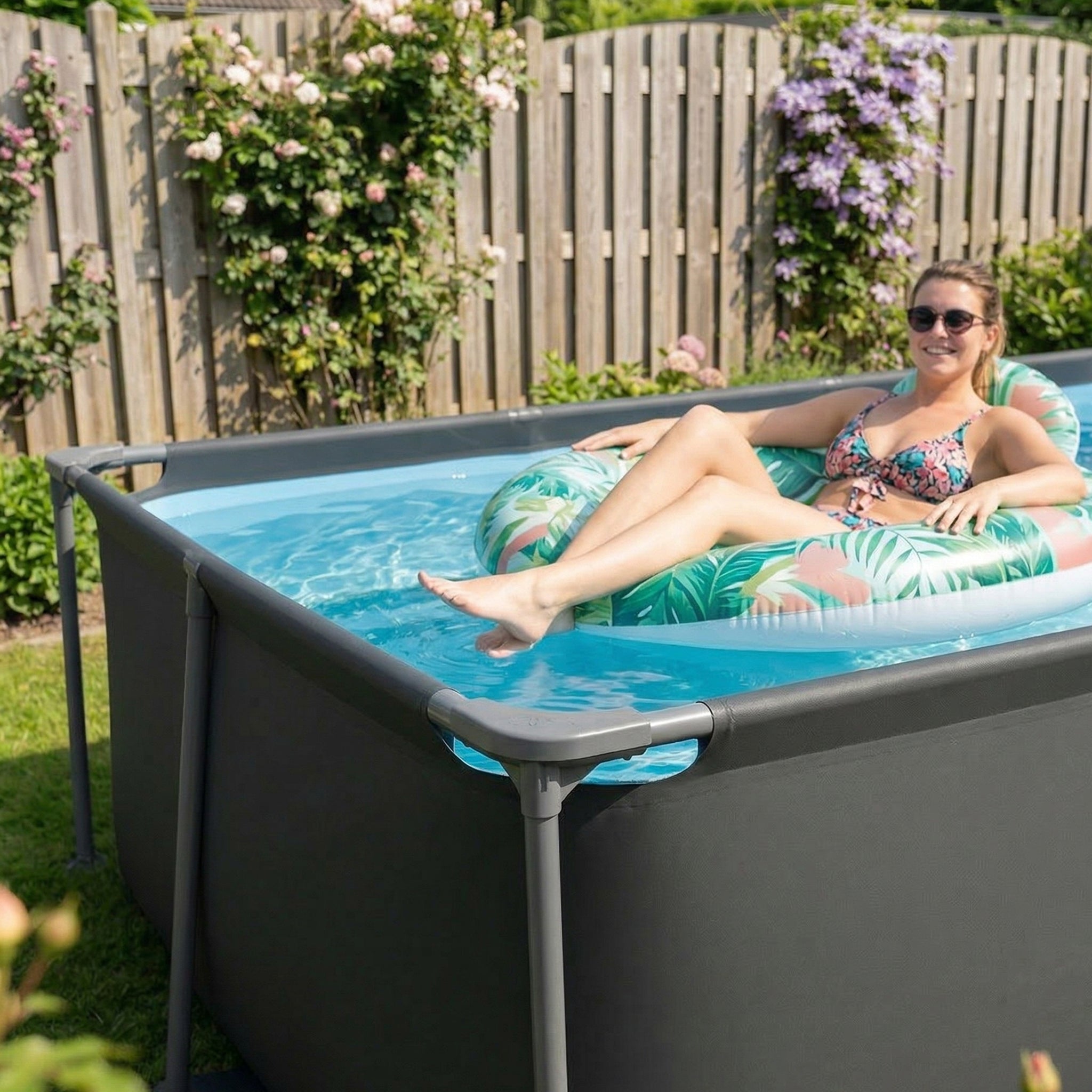 VirtuFit Rectangular Swimming Pool - Anthracite - 260 x 180 x 66 cm