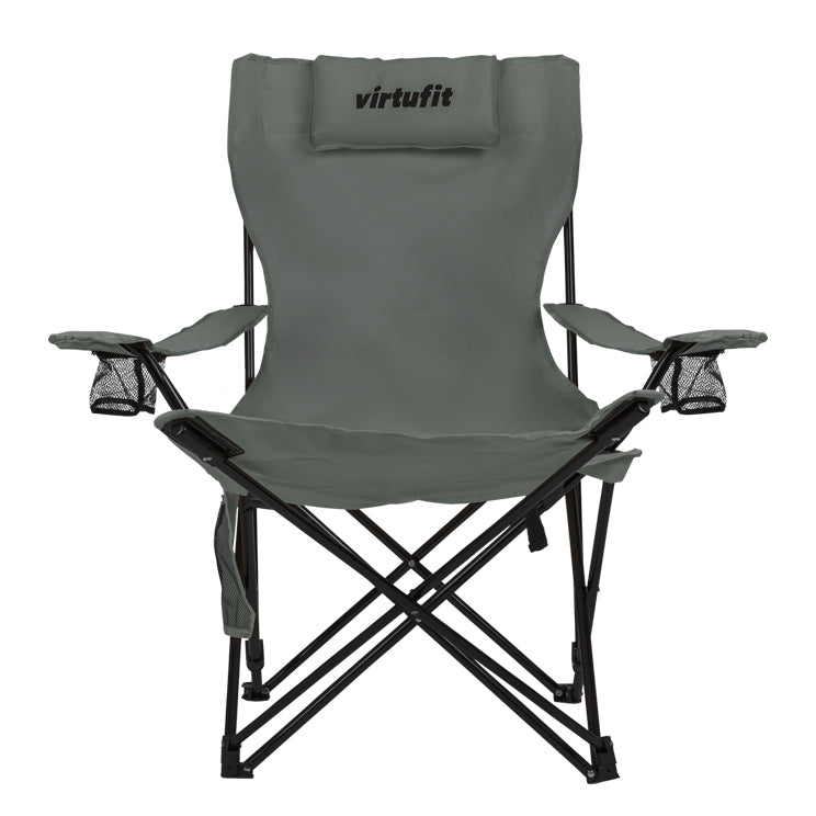 VirtuFit Foldable Camping Chair with Footrest - Grey