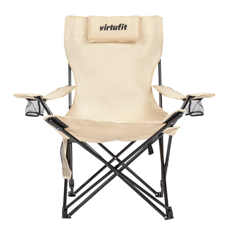 VirtuFit Campingstoel opvouwbaar met voetsteun - Strandstoel  - Beige