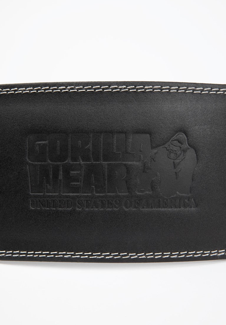 Gorilla Wear 6 Inch Padded Leather Lifting Belt - Black/Black