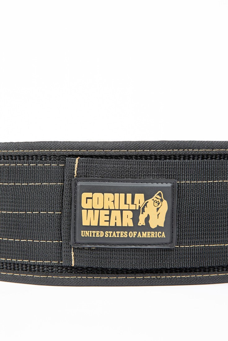 Gorilla Wear 4 Inch Nylon Lifting Belt - Black/Gold