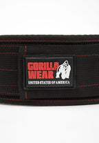 Gorilla Wear 4 Inch Nylon Lifting Belt - Black/Red Stitched