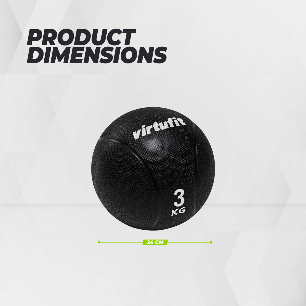 VirtuFit Medicine Ball Pro - 3 kg - Rubber - Black