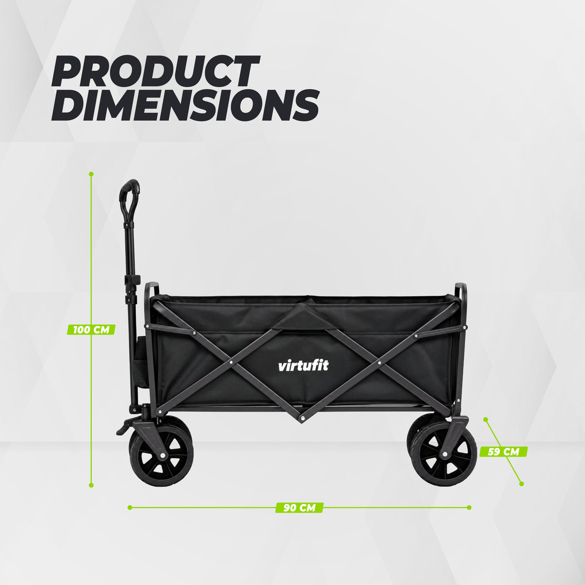 VirtuFit FW100 Foldable Trolley - 150 kg Load Capacity - Incl. Cover – Black