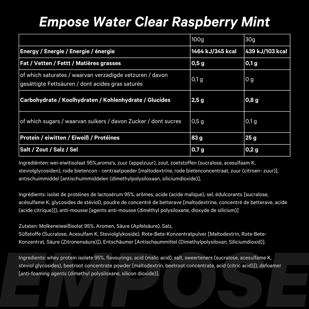 Empose Nutrition Water Clear Isolate - Protein Lemonade - 600 gr - Raspberry Mint