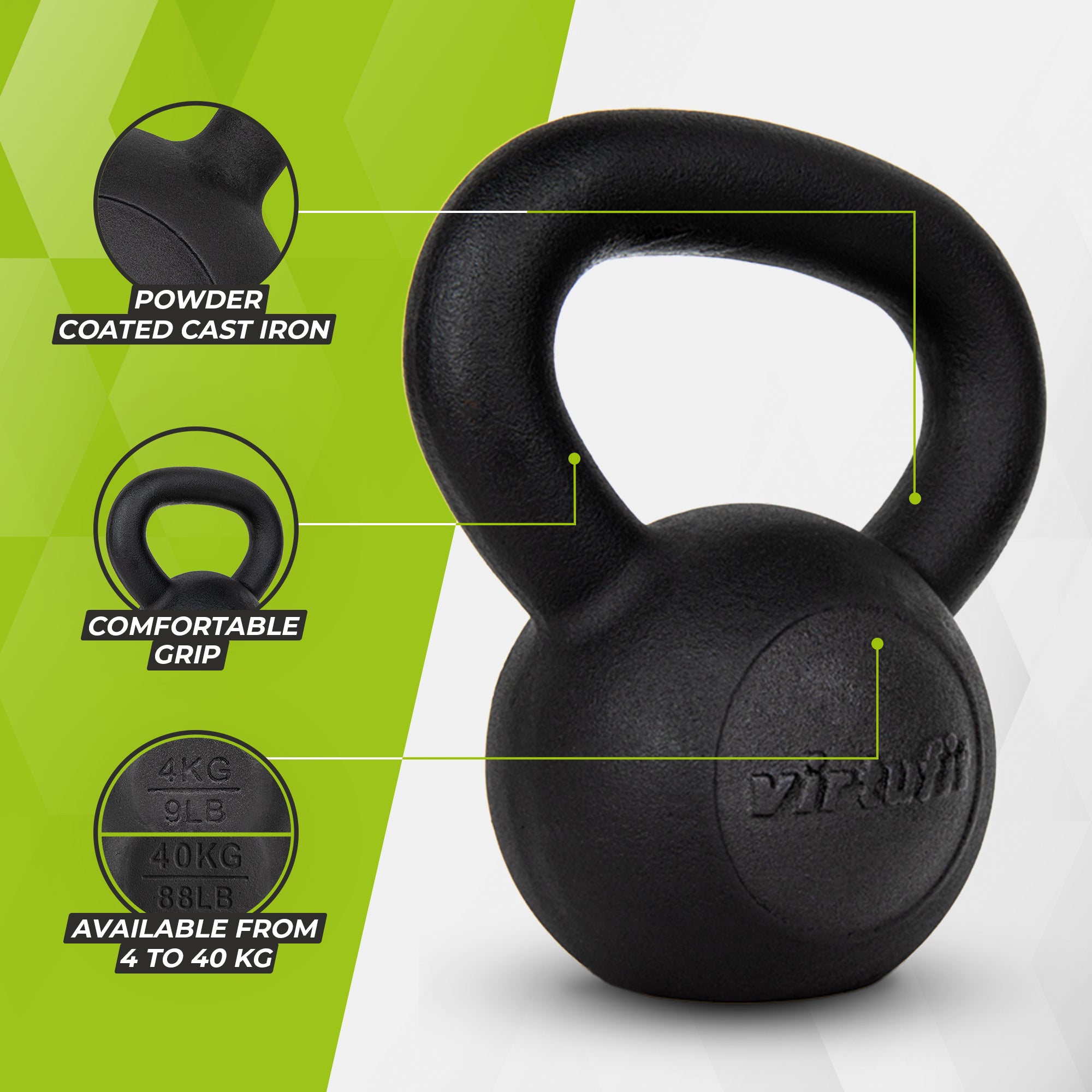 VirtuFit Kettlebell Pro - Cast Iron - 8 kg