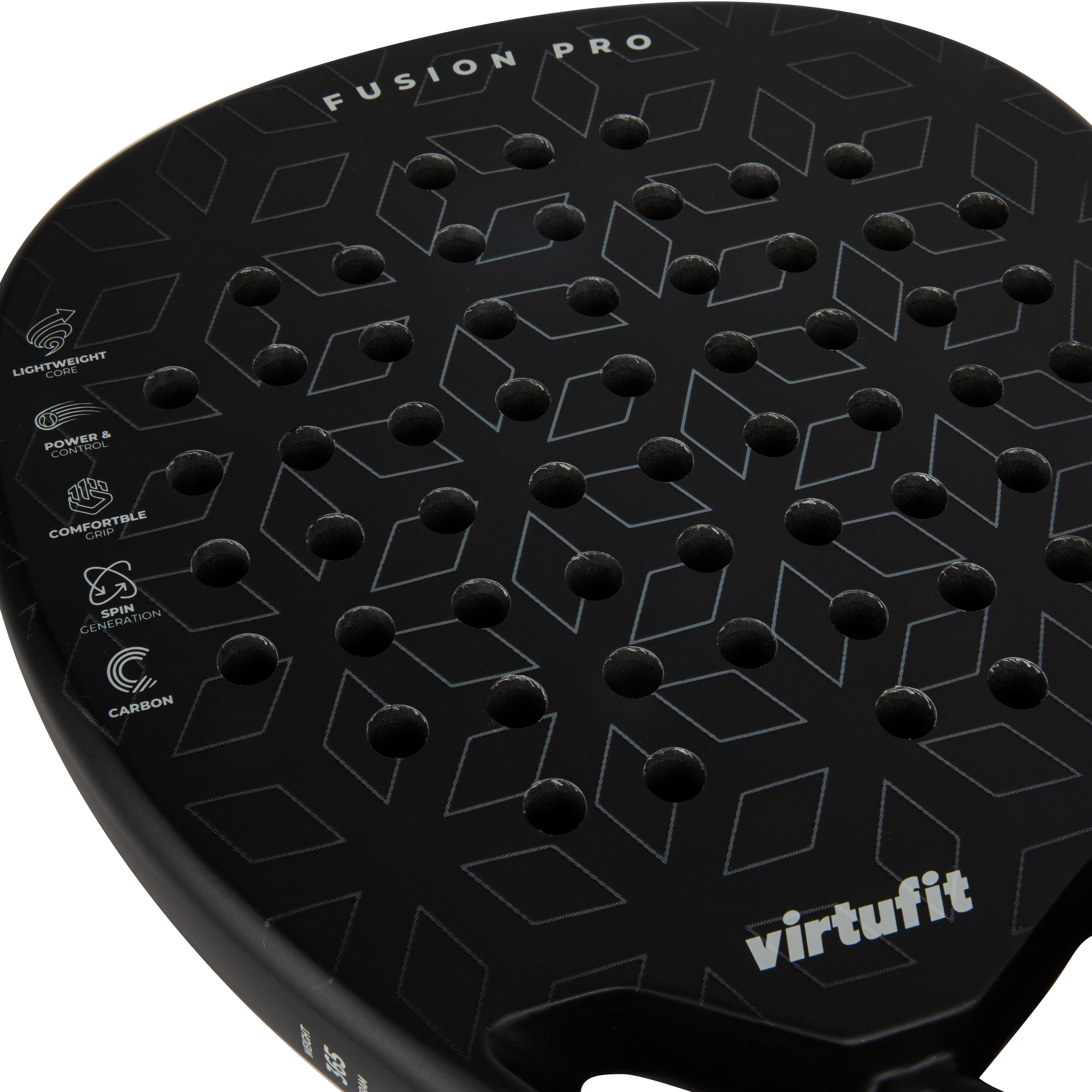 VirtuFit Fusion Pro Padel Racket - Black- Silver