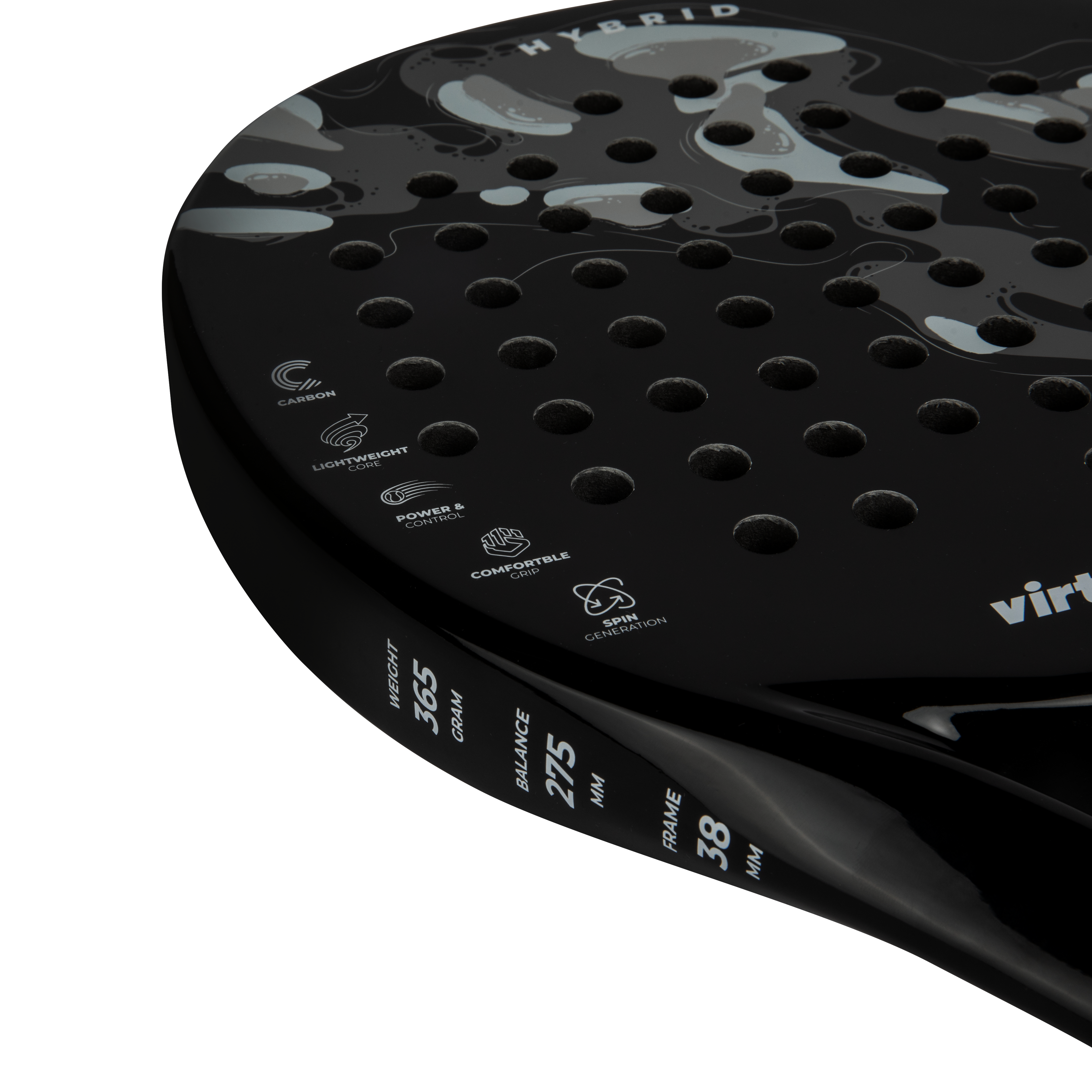 VirtuFit Hybrid Padel Racket - Black - Grey