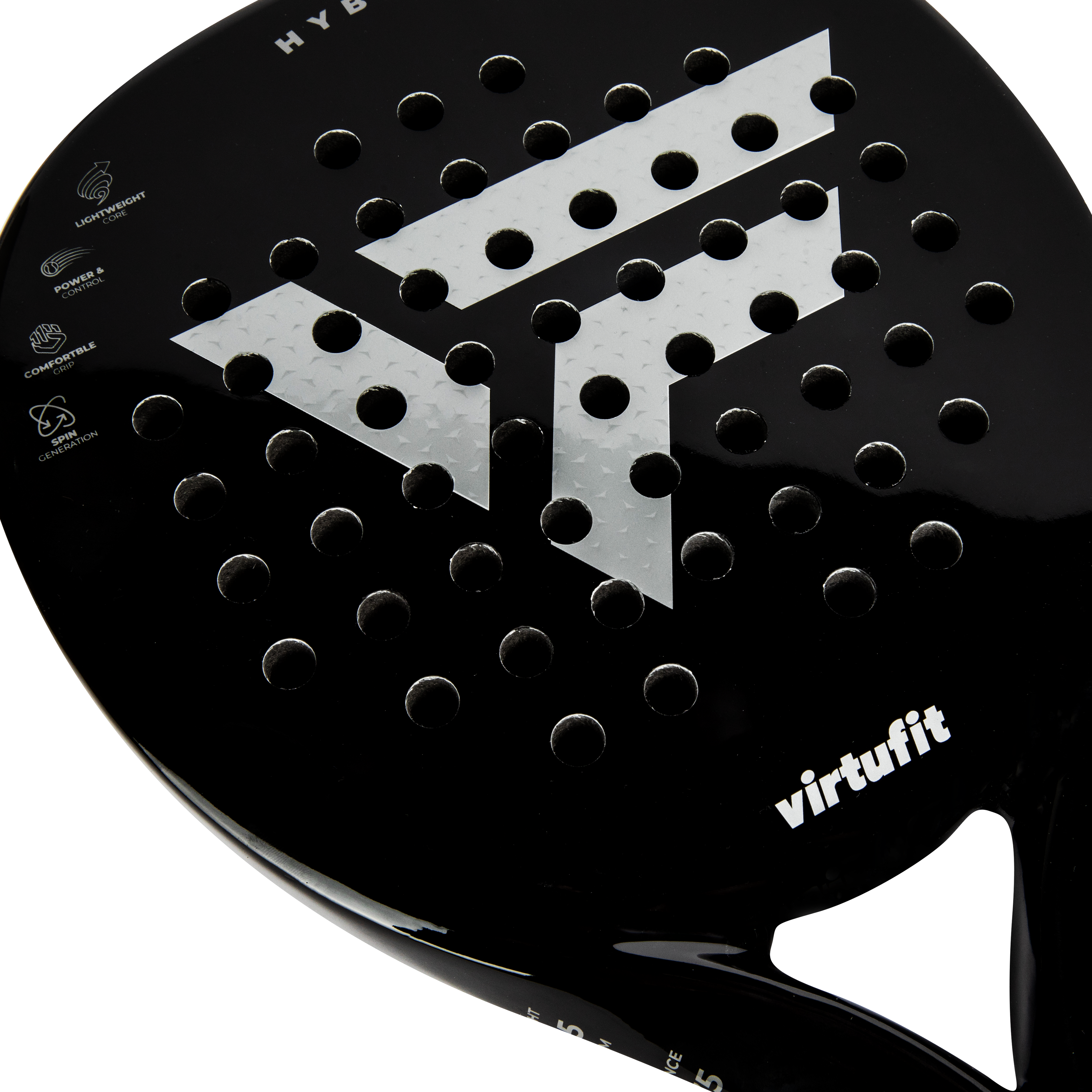 VirtuFit Hybrid Padel Racket - Black - Silver