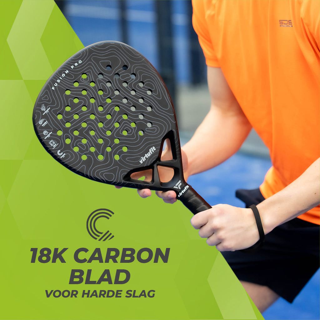 VirtuFit Fusion Pro Padel Racket - Black- Grey