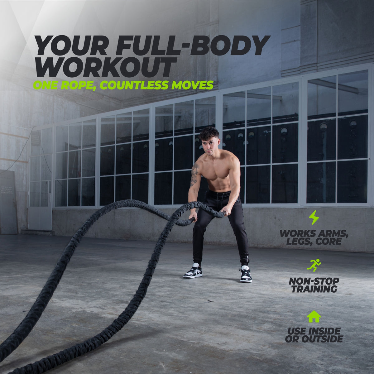 VirtuFit Battle Rope - Fitness Rope Pro - 15 m