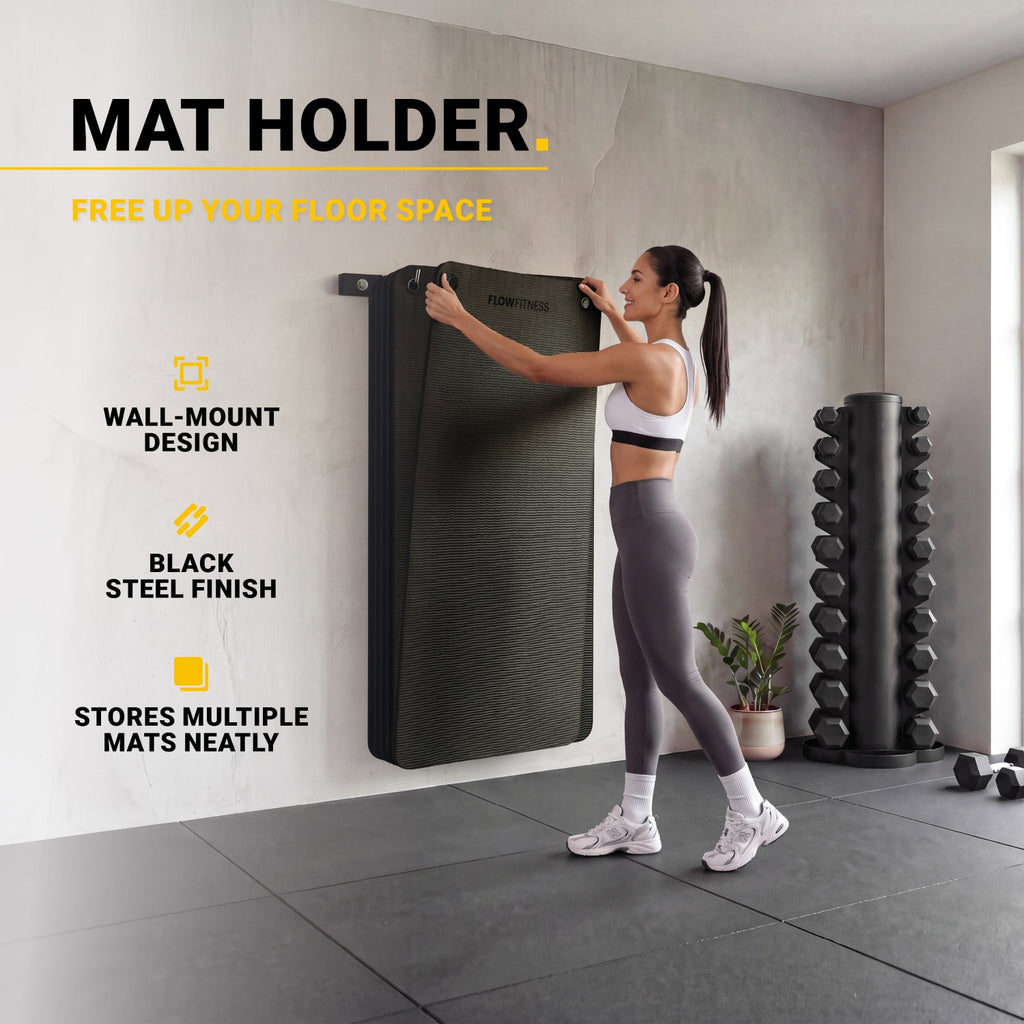 Flow Fitness Wall Rack for Fitness Mats - Storage Rack - Wall Mounting
