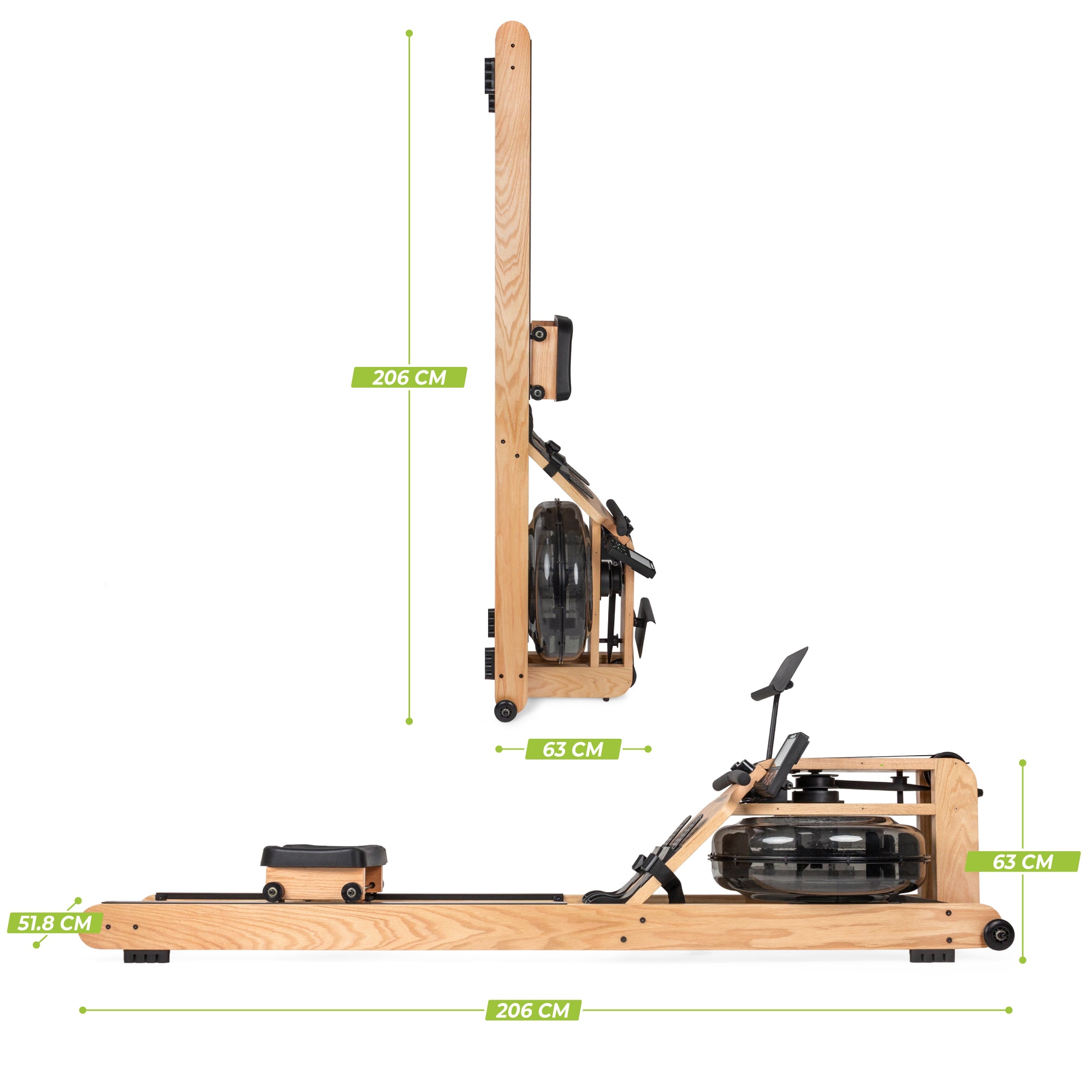 VirtuFit Elite Water Resistance Houten Roeitrainer - Hout/Oak
