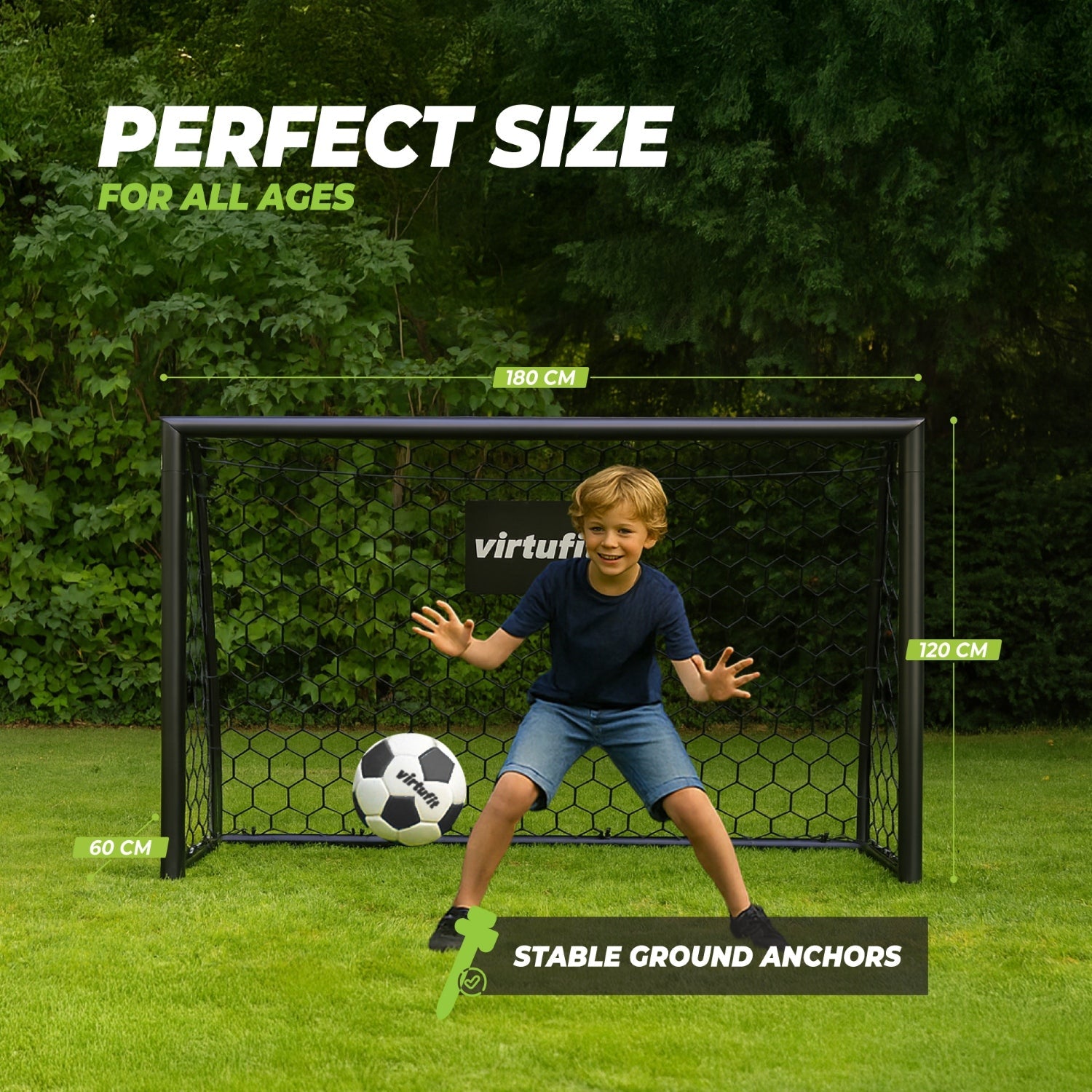 VirtuFit Voetbaldoel Premium - Heavy Duty Voetbal Goal - 180 x 120 x 60